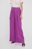 Cumpara ieftin United Colors of Benetton pantaloni din in culoarea violet, lat, high waist