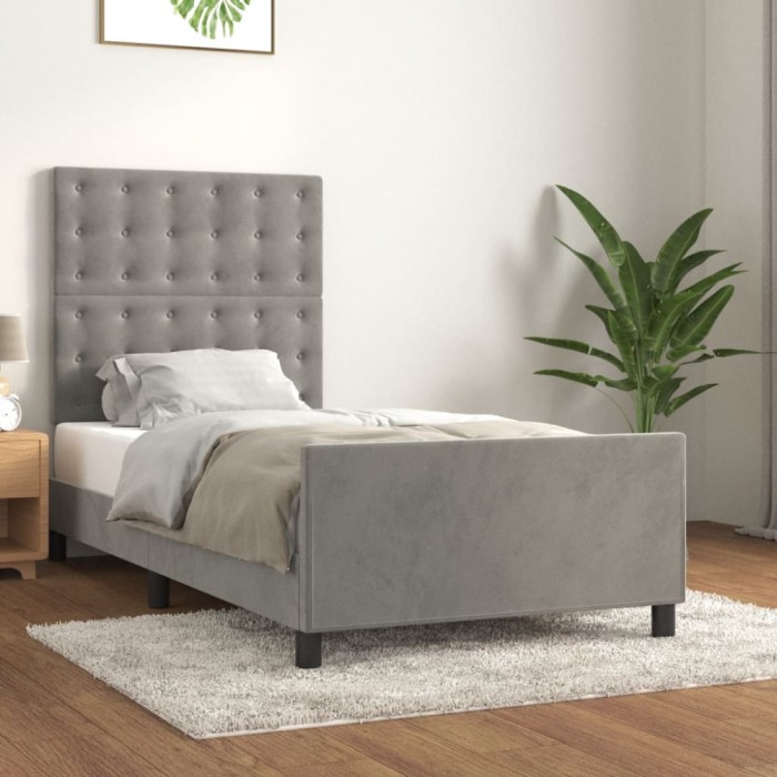 vidaXL Cadru de pat fără saltea, gri deschis, 90x200 cm, catifea 3125977