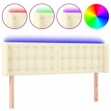 Cumpara ieftin Tablie de pat cu LED, crem, 147x16x78/88 cm, piele ecologica