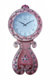 Ceas de perete cu pendul, Princess pink, 59 cm, RK36PND