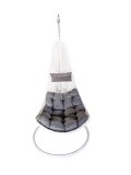 Cumpara ieftin Scaun Suspendat Heinner Gandia, Otel si Rattan Sintetic, Gri/Alb, 105cm, Max 100kg, Scaun Agatat Curte/Living