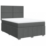 Cumpara ieftin Pat box spring cu saltea, gri inchis, 140x200 cm, textil