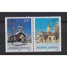Norvegia 1993 - Craciun, biserici, serie neuzata
