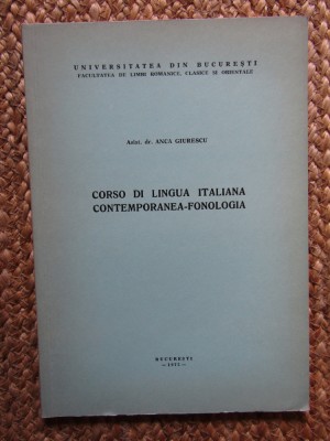 ANCA GIRESCU CORSO DI LINGUA ITALIANA CONTEMPORANEA FONOLOGIA foto