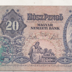 bnk bn Ungaria 20 pengo 1941 cu stampila Szalasi