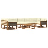 vidaXL Set de canapele de exterior cu pernă 8 pcs Natural și Crem 3382418