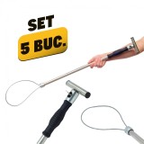 Cumpara ieftin Dispozitiv profesional de prindere porci Fermag Premium 67 cm, din inox, cu m&acirc;ner cauciucat și mecanism autoblocant - pachet 5 bucăți
