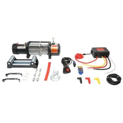 Troliu electric cu telecomanda 12V, 5 cp, 4.3T (9500lbs) cablu otel 9x24m solenoid 400A Breckner Germany foto