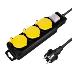 PRELUNGITOR LOGILINK, Schuko x 3, conectare prin Schuko (T), cablu 1.5 m, 16 A, protectie stropire cu apa, negru/ galben, &quot;LPS253&quot; (timbru verde 0.18