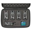 Set 4 Avertizori Pescuit cu Statie Hakuyo MK22, 8 Tonuri, Volum, Sensibilitate, Raza 200m, LED, Rosu/Albastru/Portocaliu/Verde