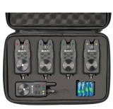 Set 4 Avertizori Pescuit cu Statie Hakuyo MK22, 8 Tonuri, Volum, Sensibilitate, Raza 200m, LED, Rosu/Albastru/Portocaliu/Verde