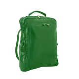 Rucsac din piele naturala vachetta, port laptop, verde, R107V