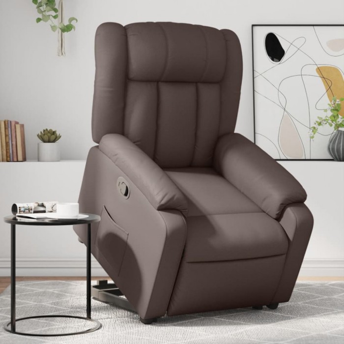 vidaXL Fotoliu rabatabil cu ridicare, maro, piele ecologică 3205266