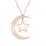 Luna - Colier personalizat semiluna si stea din argint 925 placat cu aur roz, Bijubox