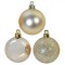 Set Globuri Crăciun, Bej Mat Strălucitor Glitter, 10cm, 6 Bucăți, Plastic