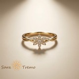 Inel Floarea Luminii , Inel placat cu aur 14K cu zirconia albe