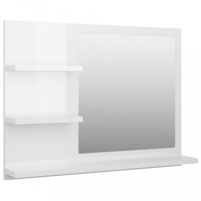 Oglindă de baie, alb extralucios, 60 x 10,5 x 45 cm, PAL foto