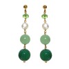 Cercei Argint 925 Placati Aur cu Agat Verde, Cuart, Jad &amp; Perle de Cultura - Handmade Italy