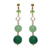 Cumpara ieftin Cercei Argint 925 Placati Aur cu Agat Verde, Cuart, Jad &amp; Perle de Cultura - Handmade Italy