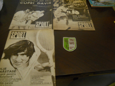 Finala Cupei Davis 1972- 3 reviste Sport nr. 15,18,19/1972 si o emblema textila foto