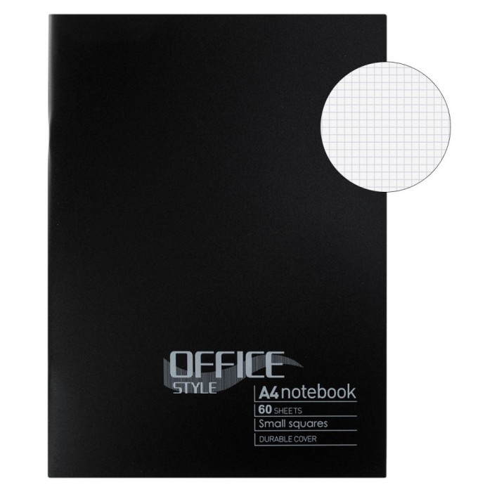 Caiet Matematică, Office Style, A4, 60 File, Copertă Neagră