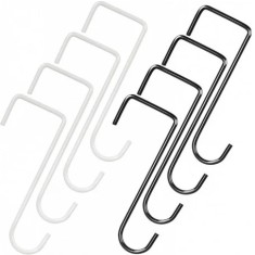 Set de 8 carlige pentru ghivece Lopotin, metal, alb/negru, 15,4 cm