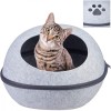 Culcus Pisici/Caini Mici 2in1 cu Fermoar si Perna, Fetru Gri, 25x38x47cm - Pat/Casuta Transportabila, Design Laba