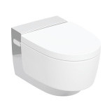 Cumpara ieftin Set vas WC suspendat, Geberit, AquaClean Mera Comfort, rimless, capac cu funcție de bideu, alb/crom