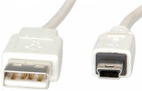 Cablu USB 2.0 la mini USB-B T-T 3m Alb, S3143, Oem