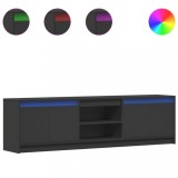 Cumpara ieftin Dulap TV cu LED, negru, 180x34x50 cm, lemn prelucrat