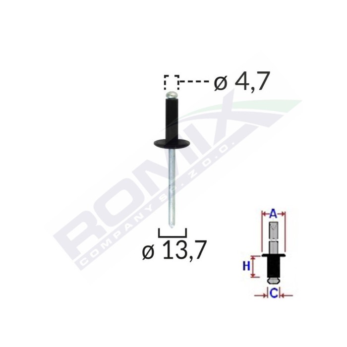 Popnit Universal Negru 4.7Mm Set 10 Buc 140249 57050-RMX