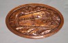 Tren - Locomotiva in tunel, probabil CFR, medalie - aplica gen tablou, dimensiune mare - metaloplastie - arta decorativa