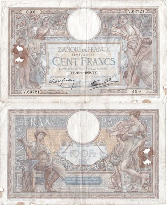1939 (26 I), 100 francs (P-86b.9) - Franța foto