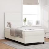 VidaXL Pat cu arcuri și saltea crem 90x200 cm țesătură din corduroy