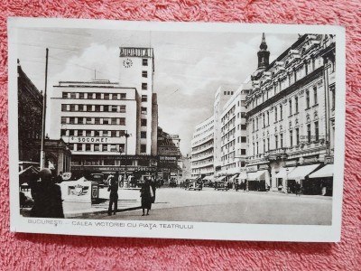 Carte postala, Bucuresti Calea Victoriei cu Piata Teatrului1938 foto