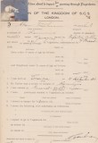 Cerere de viza pentru pentru Regatul Sarbilor Croatilor Slovenilor Yugoslavia 1919