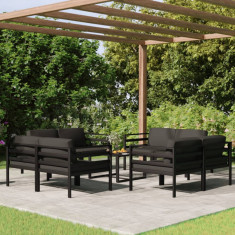 Set mobilier de gradina cu perne, 9 piese, antracit, aluminiu GartenMobel Dekor