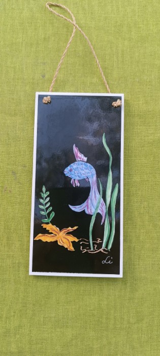 Placa decorativa de faianta, pictata si semnata