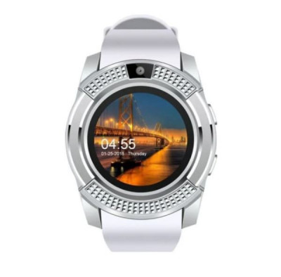 Ceas Smartwatch Techstar&amp;reg; V8, Handsfree, Bluetooth 3.0, SIM, Compatibil Android &amp;amp; iOS, Camera 1.3MP, Alb foto