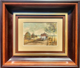 G. Kuşovski (Kuşovsky)-Car cu boi şi căpiţe de f&acirc;n, pictură &icirc;n ulei