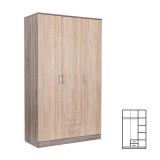 Dulap Dormitor Miami 120x205 cm Stejar Sonoma/York Akord, 6 Rafturi, 2 Sertare, Lemn, Gri/Maro
