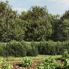 vidaXL Gard plasă de sârmă cu țăruși de fixare, antracit, 1,8x25 m