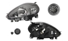 Far Fiat Punto Evo (199) 09.2009- TYC partea Stanga, tip bec H4, lumini de zi, cu rama gri, reglaj electric