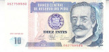 M1 - Bancnota foarte veche - Peru - 10 intis - 1987