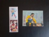 2001 - Hagi - 17 ani sub tricolor - timbru + vigneta + colita nedantelata - LP1548 + LP1549