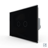 Intrerupator touch dublu cap-scara Livolo din sticla, negru, standard italian