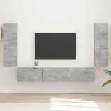 Cumpara ieftin Set comoda TV 4 buc. Gri din beton Lemn prelucrat