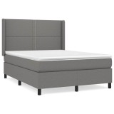 Cumpara ieftin Pat box spring cu saltea, gri inchis, 140x200 cm, textil
