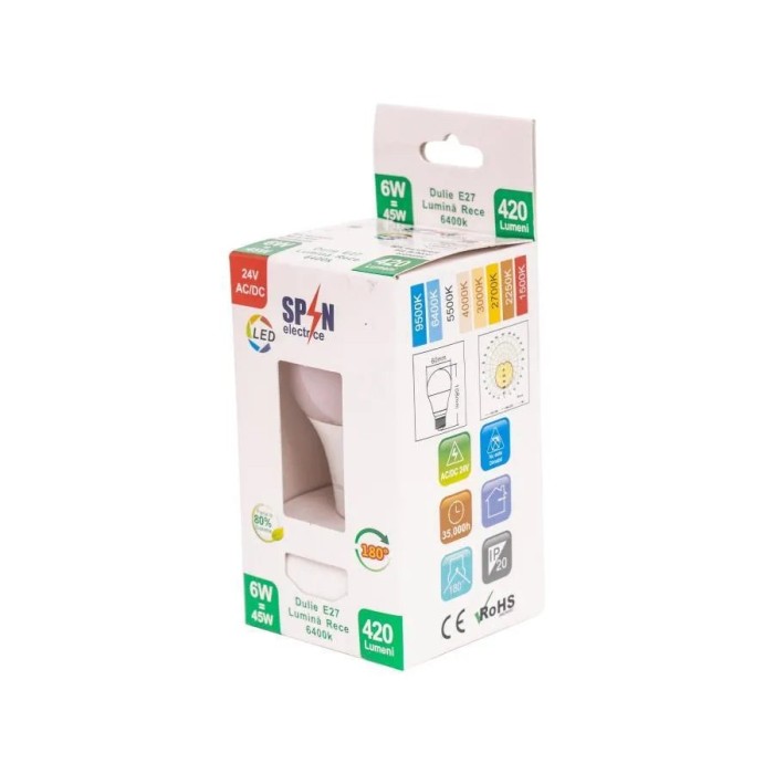 Bec LED E27, 6W, 6400K ModernLight Concept