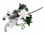 Cumpara ieftin Crenguta din brad artificial fructe si craciunita alba 19/30 cm